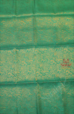 SHAMROCK GREEN COLOUR BODY WITH FULL GOLDEN ZARI FLOWER MIXED PATTERN AND CONTRAST COLOUR PALLU & BLOUSE