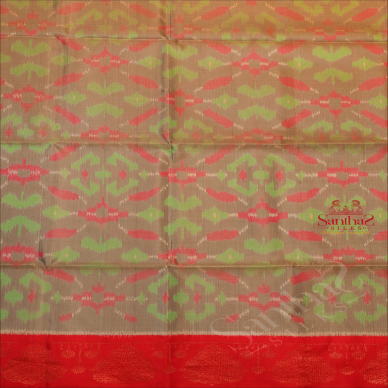 MISTY GRAY COLOUR BODY WITH POCHAMPALLY PATTERN WITH CONTRAST BLOUSE & BORDER