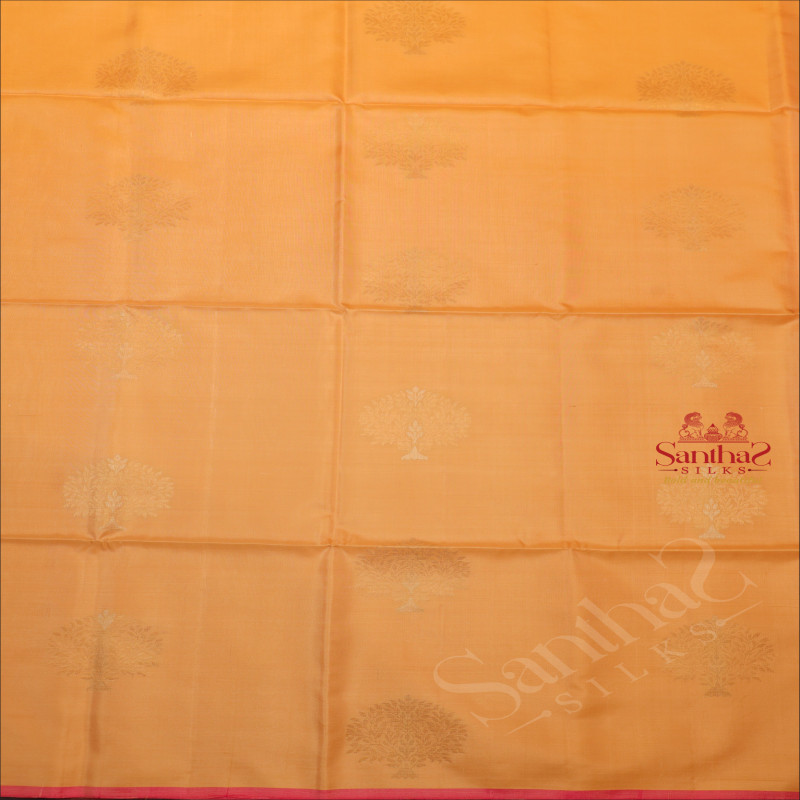 SANDAL COLOUR BODY WITH GOLDEN & SILVER ZARI TREE MOTIFS AND CONTRAST COLOUR PALLU & BLOUSE