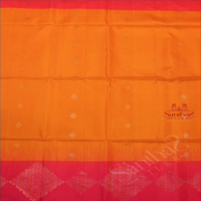 YELLOW COLOUR BODY WITH GOLDEN ZARI BUTTA WITH CONTRAST BLOUSE & BORDER