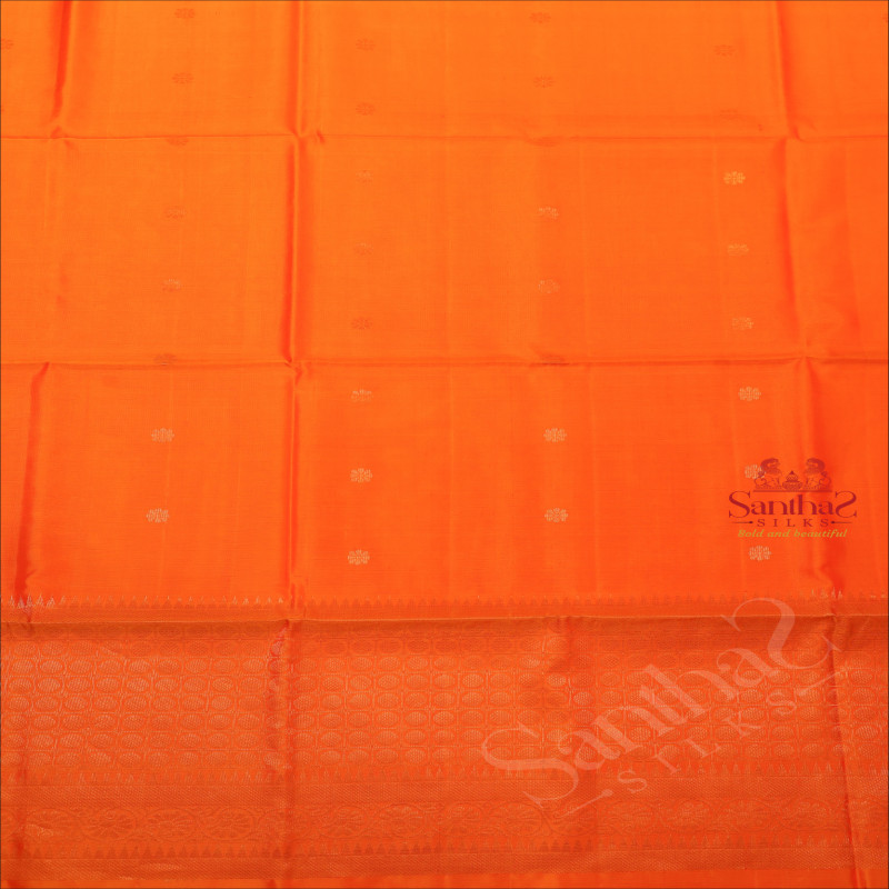 MANGO YELLOW AND ORANGE MIXED COLOUR BODY WITH GOLDEN ZARI BUTTA AND SELF COLOUR PALLU & BLOUSE