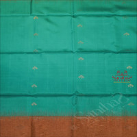 TEAL BLUE COLOUR BODY WITH GOLDEN ZARI LEAF BUTTA WITH CONTRAST BLOUSE & BORDER