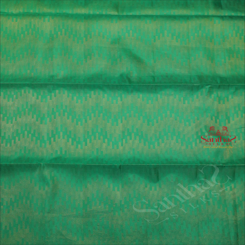 COOL GREEN COLOUR BODY WITH GOLDEN ZARI FANCY BUTTA AND CONTRAST COLOUR PALLU & BLOUSE