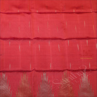 HOT PINK COLOUR BODY WITH GOLDEN ZARI STRIPS WITH CONTRAST BLOUSE & BORDER