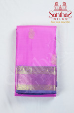Rose Milk Pink with Grey Border Pure Silk Saree