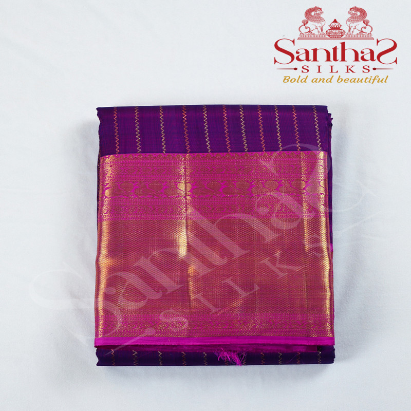 Mejenta with Pink Pure Silk Saree