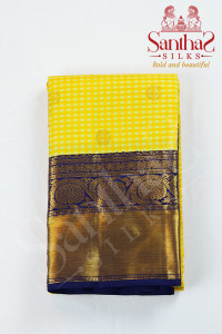 yellow-checks-pure-silk-saree-with-navy-blue-border