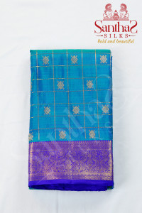 peacock-double-shade-pure-silk-saree-with-violet-border