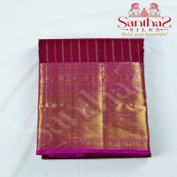 magenta-pink-color-pure-silk-saree-in-zig-zag-pattern-with-gold-zari-border