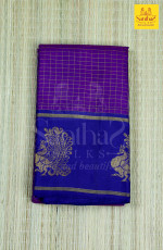 Magenta Body Checked with Violet Adayarpet Annam Butta Border