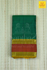 leaf-green-thread-checked-body-with-adayarpet-honey-border