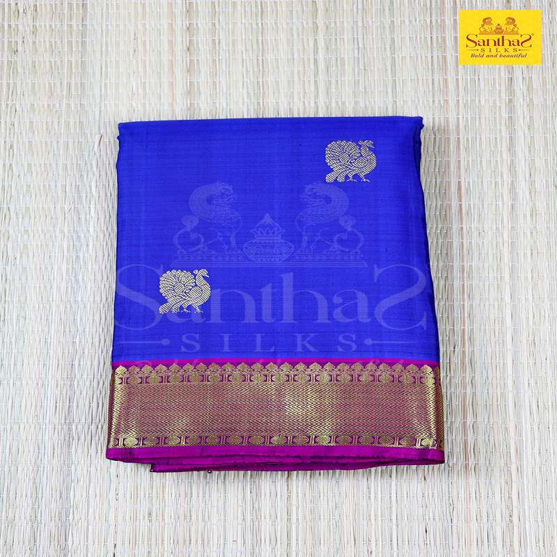 Royal Blue Annam Butta Body with Getti Magenta Border