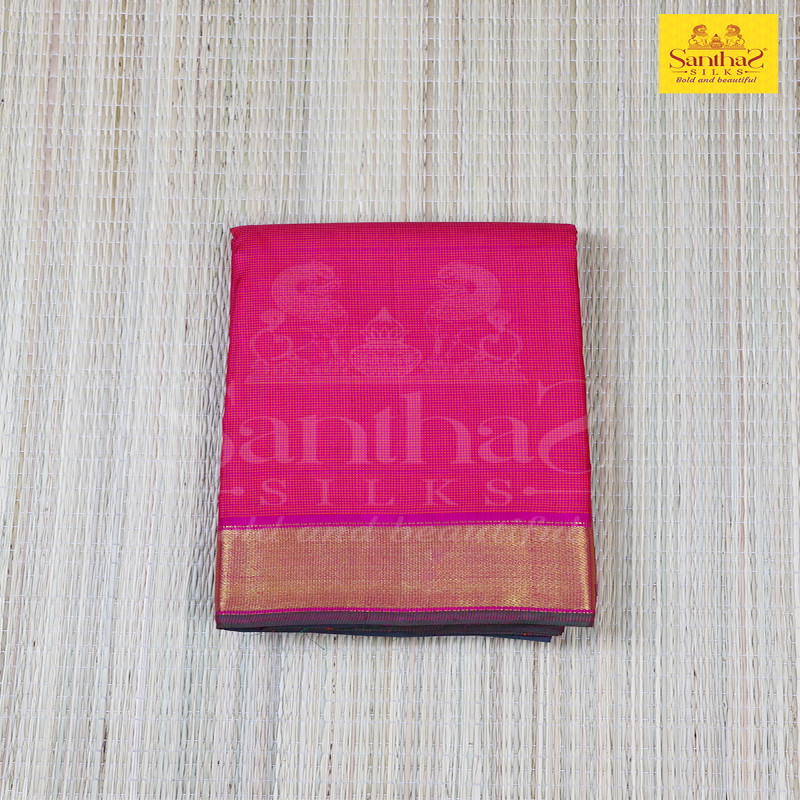 Mangalagiri Tiny Checked Pink Body with Pinkish Green Getti Border