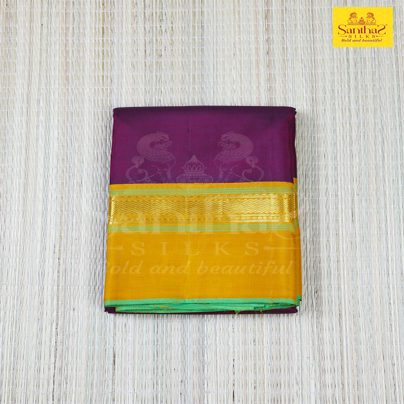 Maroon Plain Body with Mustard Bentex Border