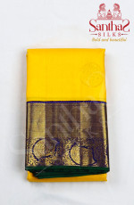 Yellow Color Pure Silk Saree with Contrast Jamun Color Korvai Border