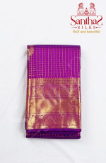 Magenta Small Checks with Self Border and Floral Butta