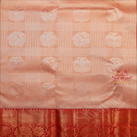 PASTEL SKIN COLOUR BODY WITH GOLDEN & SILVER ZARI MOTIFS AND CONTRAST COLOUR PALLU & BLOUSE