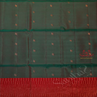 PINE GREEN COLOUR BODY WITH COPPER ZARI BUTTA WITH CONTRAST BLOUSE & BORDER