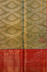 GREEN AND GOLD COLOUR MIXED BODY WITH SILVER & GOLDEN ZARI FANCY BUTTAS AND CONTRAST PALLU & BLOUSE