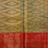 GREEN AND GOLD COLOUR MIXED BODY WITH SILVER & GOLDEN ZARI FANCY BUTTAS AND CONTRAST PALLU & BLOUSE