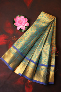 blue-colour-body-with-golden-zari-floral-pattern-with-self-blouse