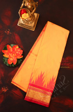 MANGO YELLOW COLOUR BODY WITH GOLDEN ZARI BUTTAS & SINGLE SIDE BORDER WITH GOPURAM THREAD BUTTA AND CONTRAST PALLU WITHOUT BLOUSE