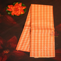 borderless-orange-white-colour-checked-body-with-contrast-blouse