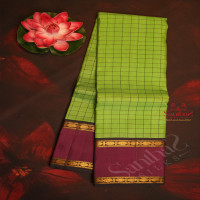 pistha-green-colour-checked-body-with-contrast-blouse-border