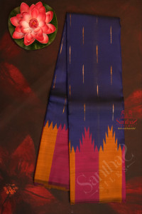 borderless-ink-blue-colour-body-thalamboo-thread-butta-with-contrast-blouse