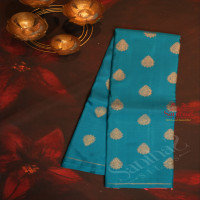 anandha-blue-colour-body-with-golden-zari-butta-with-contrast-blouse