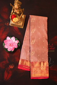 sea-pink-colour-body-with-golden-zari-floral-butta-with-contrast-blouse-border