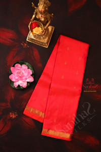 dark-pink-colour-body-with-golden-zari-butta-with-self-blouse