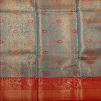 SKY BLUE COLOUR BODY WITH GOLDEN JACQUARD EMBOSED WITH CONTRAST BLOUSE & BORDER