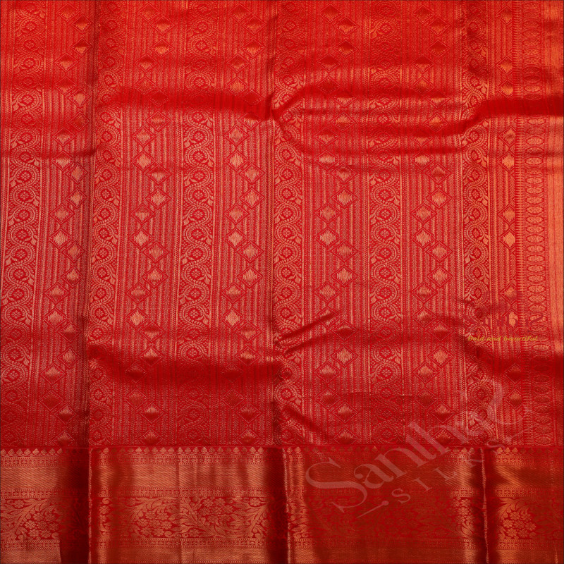 RED COLOUR BODY WITH FLORAL PATTERN EMBOSED BUTTA WITH SELF BLOUSE & BORDER