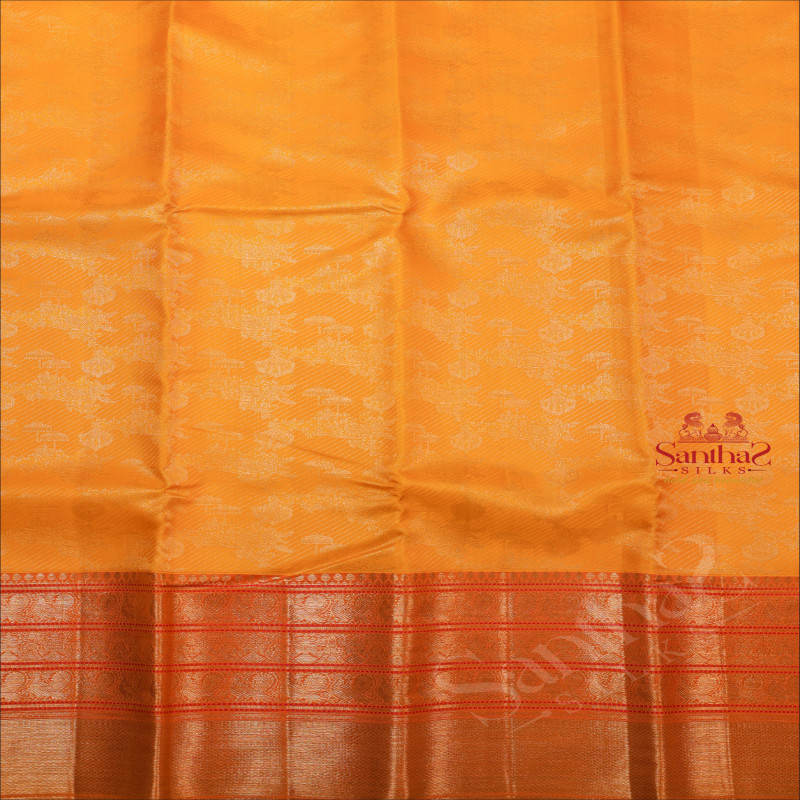 LEMON YELLOW COLOUR BODY WITH JACQUARD EMBOSED PATTERN WITH CONTRAST BLOUSE & PALLU