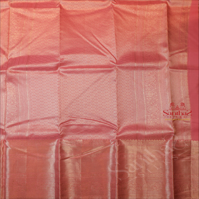 PINK COLOUR BODY WITH JACQUARD EMBOSED SILVER BUTTA WITH SELF BLOUSE & BORDER