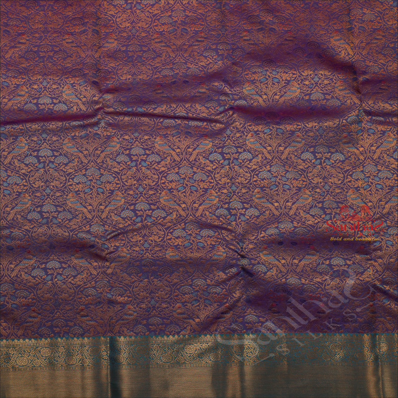 VIOLET COLOUR BODY WITH JACQUARD EMBOSED BUTTA WITH CONTRAST BLOUSE & BORDER