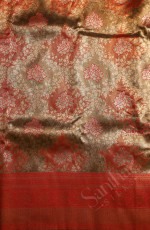 GOLDEN RED COLOUR TISSUE BODY WITH EMBOSED FLORAL PATTERN WITH SELF BLOUSE