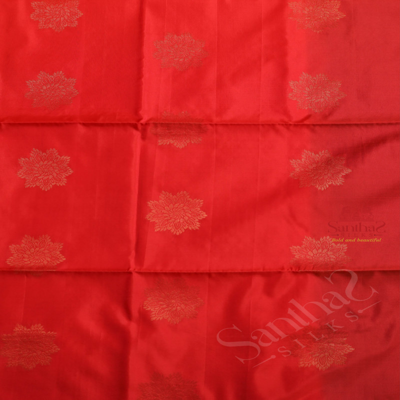 DARK PINK COLOUR BODY WITH GOLDEN ZARI BUTTA WITH CONTRAST BLOUSE & BORDER