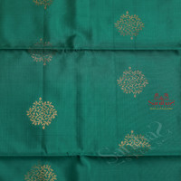 PERSIAN GREEN COLOUR BODY WITH GOLDEN ZARI LEAF BUTTA WITH CONTRAST BLOUSE & BORDER