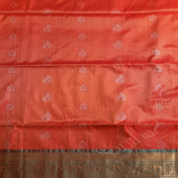 ORANGE COLOUR BODY WITH EMBOSED MANGO ZARI BUTTA WITH CONTRAST BLOUSE & BORDER