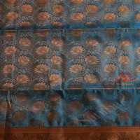 ROYAL BLUE COLOUR BODY WITH JACQUARD EMBOSED FLORAL BUTTA WITH CONTRAST BLOUSE & BORDER