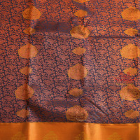 DARK BLUE COLOUR BODY WITH COPPER ZARI LEAF BUTTA WITH CONTRAST BLOUSE & BORDER