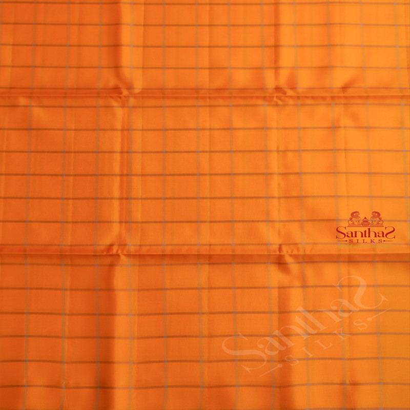 YELLOW COLOUR CHECKED BODY WITH CONTRAST BLOUSE & BORDER