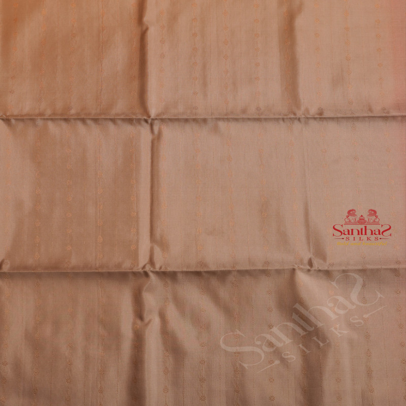 DUSTY PINK COLOUR BODY WITH GOLDEN STRIPS WITH CONTRAST BLOUSE & BORDER