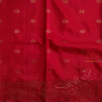 BORDERLESS DARK PINK COLOUR BODY WITH GOLDEN ZARI COIN BUTTA WITH CONTRAST BLOUSE