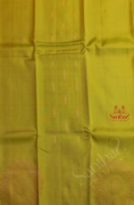 BORDERLESS SHEEN GREEN COLOUR BODY WITH GOLDEN ZARI FLORAL BUTTA WITH CONTRAST BLOUSE