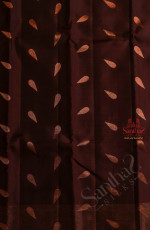 CHOCOLATE BORWN COLOUR BODY WITH COPPER ZARI FANCY BUTTA WITH SELF BLOUSE