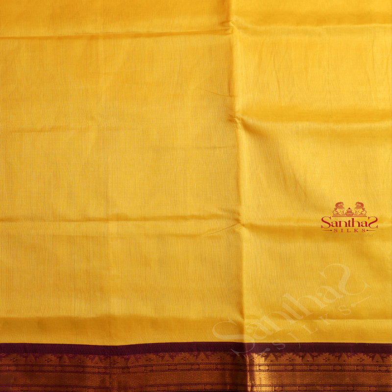 LEMON YELLOW COLOUR PLAIN BODY WITH CONTRAST BLOUSE & BORDER