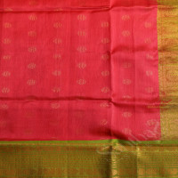 PINK COLOUR BODY WITH GOLDEN ZARI BUTTA WITH CONTRAST BLOUSE & BORDER
